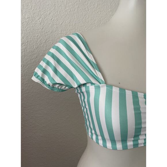 Kenny Flowers Swim Bikini Top Lanai Sleeved Striped Swimwear - Picture 2 of 6